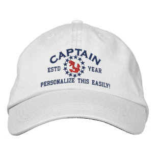 Personalisierbares JAHR und Name Captain Yacht Fla Bestickte Kappe