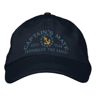 Personalisierbares Jahr und Name Captain's Mate Bestickte Baseballkappe