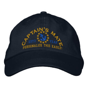 Personalisierbares Jahr und Name Captain's Mate Bestickte Baseballkappe