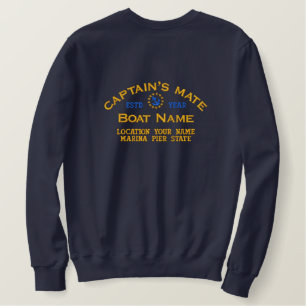 Personalisierbares Jahr und Name Captain's Mate Besticktes Sweatshirt