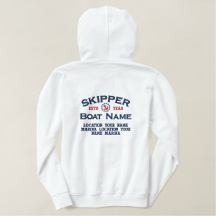 Personalisierbares JAHR und Name Kapitänsschiff Bestickter Hoodie