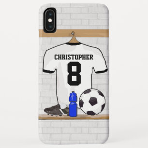 Personalisierbares schwarz-weißes Fußball-Trikot iPhone XS Max Hülle