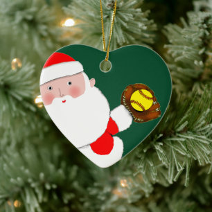 Personalisierbares Softball-Weihnachts-Sammelobjek Keramik Ornament