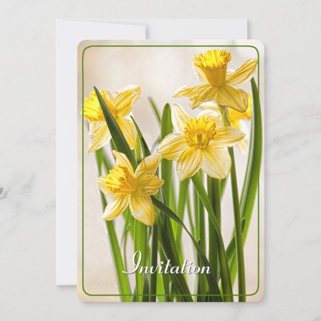 Personalisiere:  Blumenfotografie Gelbe Daffodien Einladung (Vorderseite)