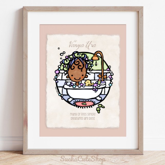 Personalisiere! Dark Skin Girl Bubble Bath Art Poster (Von Creator hochgeladen)