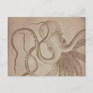 Personalisiere es   alter Oktopus   Vintages Papie Postkarte