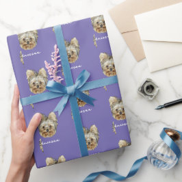 Personalisiere es! Foto und Name Lavendel Geschenkpapier