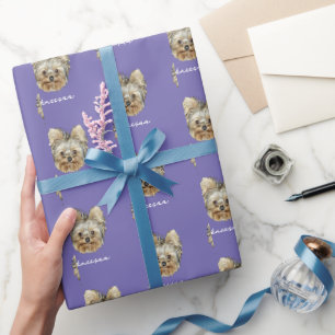 Personalisiere es! Foto und Name Lavendel Geschenkpapier