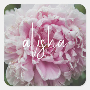 Personalisiere es! Pink Peony Floral Stickers