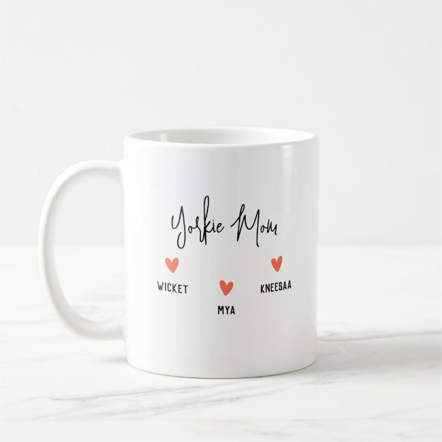Personalisiere es! Yorkie Mama 3 Herzname Kaffeetasse (Links)