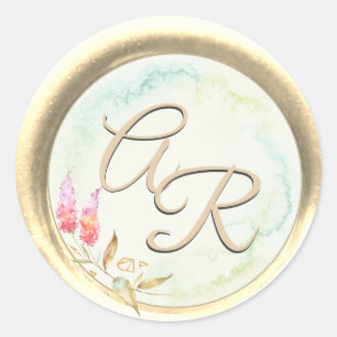 *~* PERSONALISIERE Florales Kranz-Wachs­siegel Hoc Runder Aufkleber