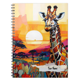 PERSONALISIERE Giraffe Afrikanisches Sonnenunterga Notizblock