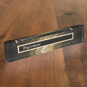 personalisiere goldene und schwarze Namensschilder Namensplakette