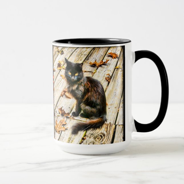 Personalisiere: Halloween Black Cat Fotograf Tasse (Rechts)