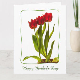 Personalisiere: "Happy Mother's Day" Rote Tulpen Karte