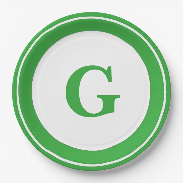 Personalisiere: Minimalistisch Circle Bold Green I Pappteller (Vorderseite)
