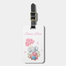 Personalisiere | Niedlich Pink Elephant Gepäckmark Gepäckanhänger