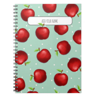PERSONALISIERE Roter Apfel Muster Notizbuch Notizblock