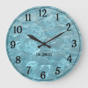 Personalisiere: Schwimmbad Wasser - Sommer Abstrak Große Wanduhr