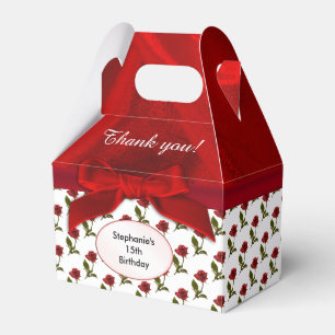Personalisiere: Vielen Dank - Rote Rosen Muster Geschenkschachtel