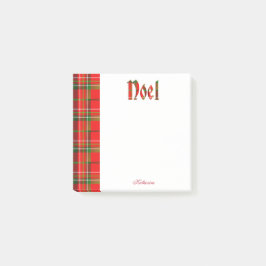 Personalisiere: "Weihnachten" - Weihnachts-Tartan- Post-it Klebezettel