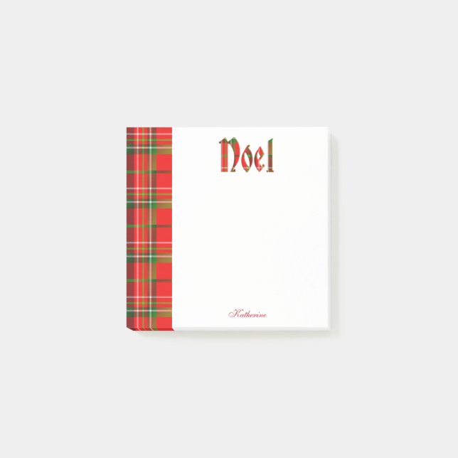 Personalisiere: "Weihnachten" - Weihnachts-Tartan- Post-it Klebezettel (Vorderseite)