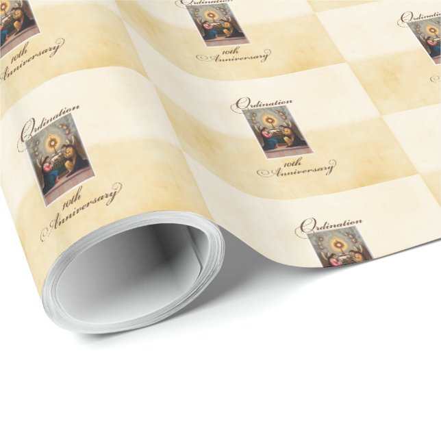 Personalisieren, 10. Ordination Anniversary Angels Geschenkpapier (Rolleneckpunkt)