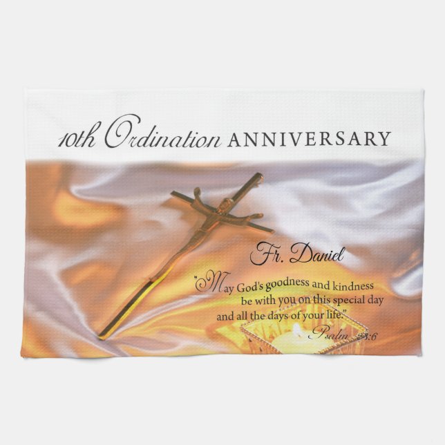 Personalisieren, 10. Ordination Jubiläum, Kreuz Geschirrtuch (Horizontal)