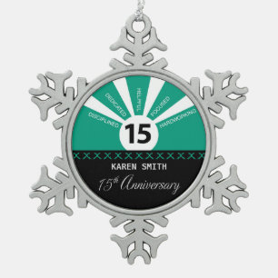 Personalisieren, 15. Jubiläumsjahr Schneeflocken Zinn-Ornament