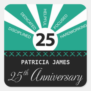 Personalisieren, 25. Jahr Mitarbeiter Jahr Quadratischer Aufkleber