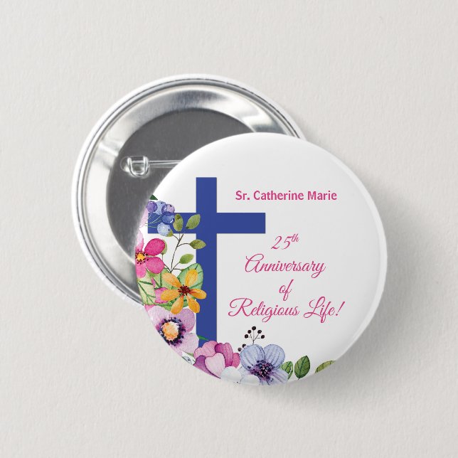 Personalisieren, 25-jähriges religiöses Leben Button (Vorne & Hinten)