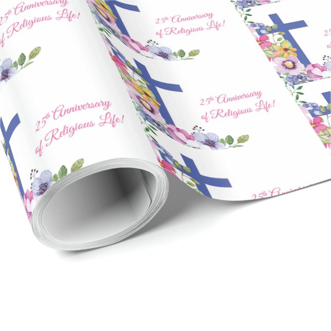 Personalisieren, 25-jähriges religiöses Leben Geschenkpapier (Rolleneckpunkt)