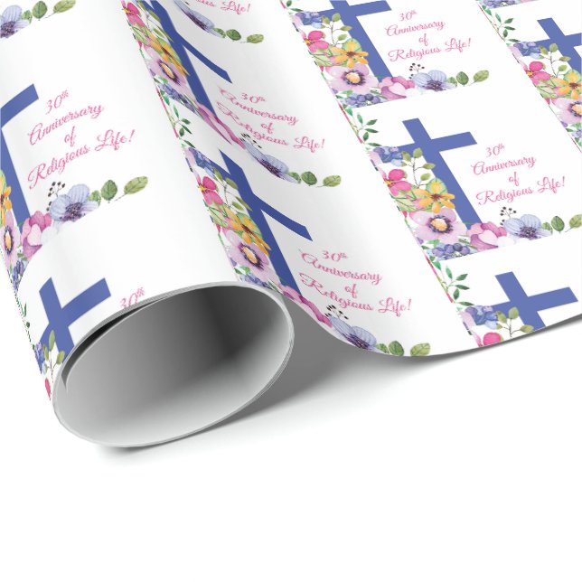 Personalisieren, 30. Jubiläum Nun religiöses Leben Geschenkpapier (Rolleneckpunkt)