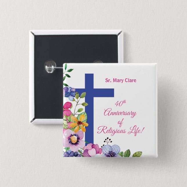Personalisieren, 40. Jubiläum Nun religiöses Leben Button (Vorne & Hinten)