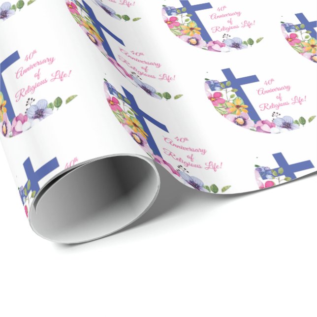 Personalisieren, 40. Jubiläum Nun religiöses Leben Geschenkpapier (Rolleneckpunkt)