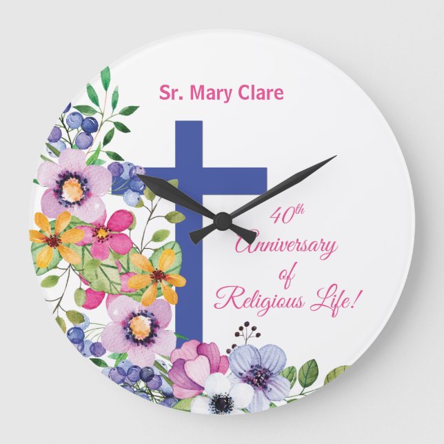 Personalisieren, 40. Jubiläum Nun religiöses Leben Große Wanduhr (Vorderseite)