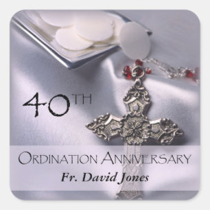 Personalisieren, 40. Ordination Jubiläum Glückwu Quadratischer Aufkleber