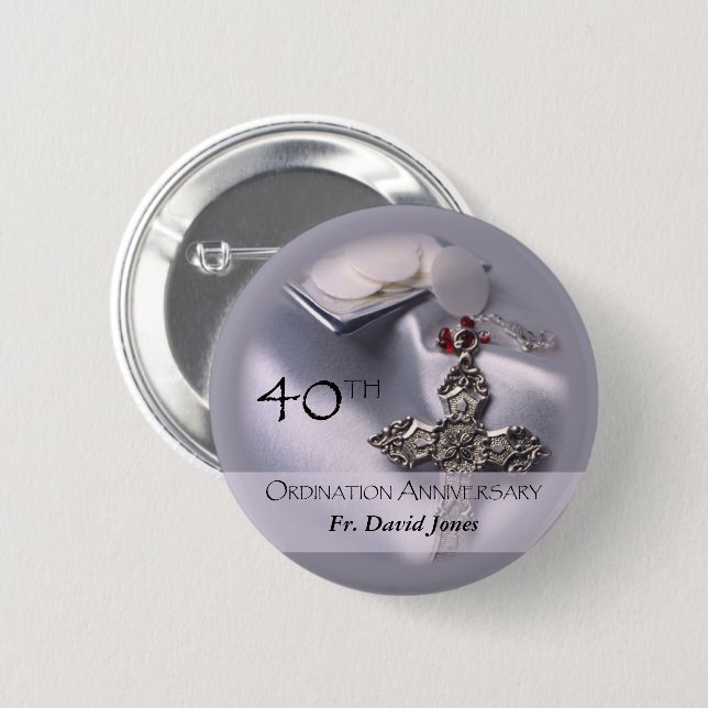 Personalisieren, 40. Ordination Jubiläum Glückwuns Button (Vorne & Hinten)