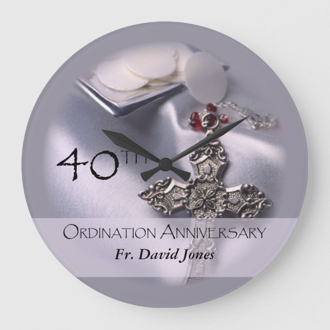 Personalisieren, 40. Ordination Jubiläum Glückwuns Große Wanduhr (Vorderseite)