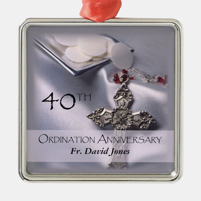 Personalisieren, 40. Ordination Jubiläum Glückwuns Ornament Aus Metall (Vorne)