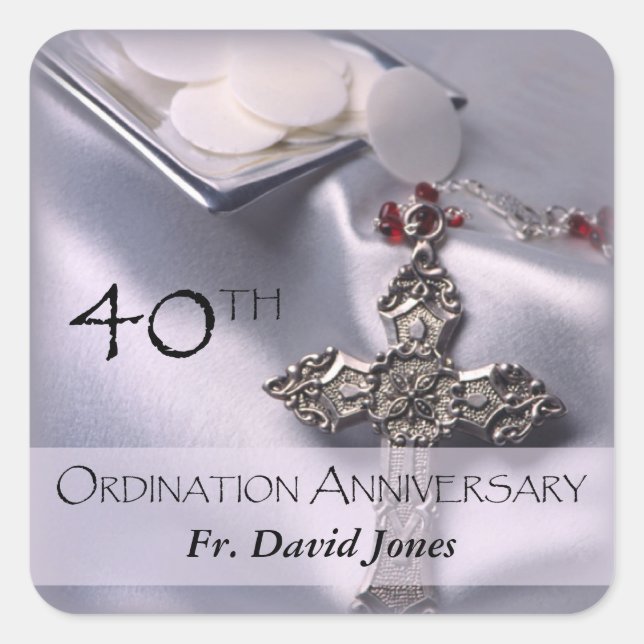 Personalisieren, 40. Ordination Jubiläum Glückwuns Quadratischer Aufkleber (Vorderseite)