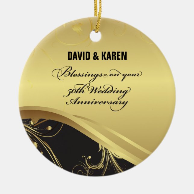 Personalisieren, 50. Hochzeit Jahrestag Religious Keramikornament (Vorne)