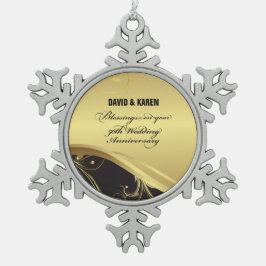 Personalisieren, 50. Hochzeit Jahrestag Religious Schneeflocken Zinn-Ornament