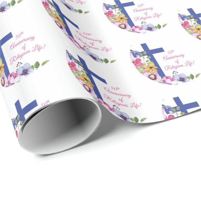 Personalisieren, 50. Jubiläum Nun religiöses Leben Geschenkpapier (Rolleneckpunkt)