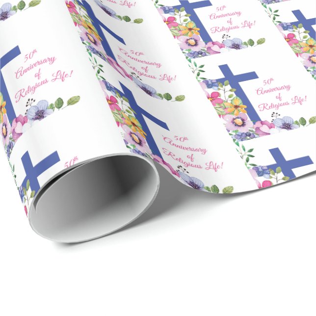 Personalisieren, 50. Jubiläum Nun religiöses Leben Geschenkpapier (Rolleneckpunkt)