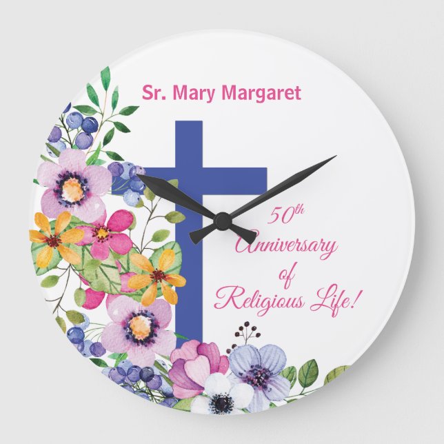 Personalisieren, 50. Jubiläum Nun religiöses Leben Große Wanduhr (Vorderseite)
