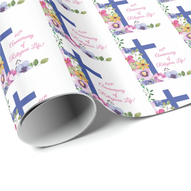 Personalisieren, 60. Jubiläum Nun religiöses Leben Geschenkpapier (Rolleneckpunkt)