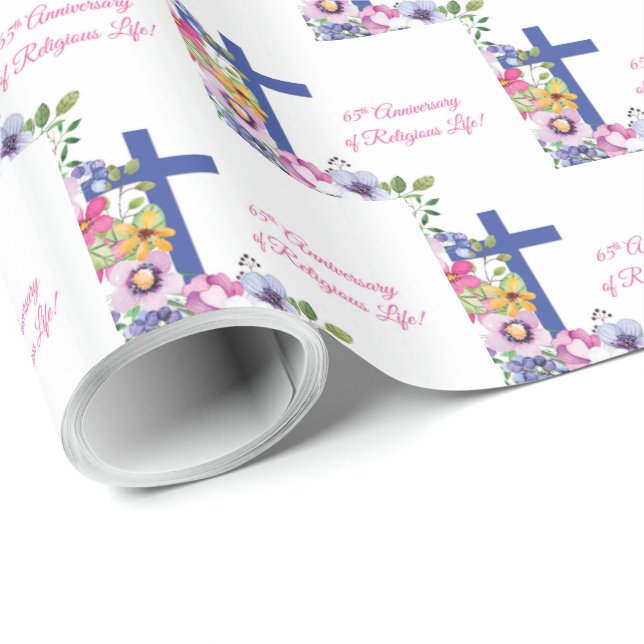 Personalisieren, 65-jähriges religiöses Leben Geschenkpapier (Rolleneckpunkt)