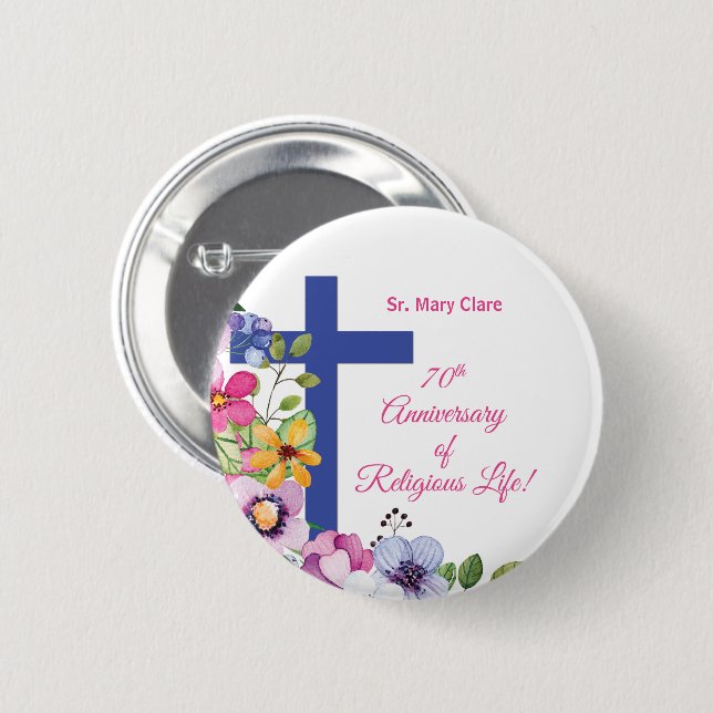 Personalisieren, 70. Jubiläum Nun religiöses Leben Button (Vorne & Hinten)