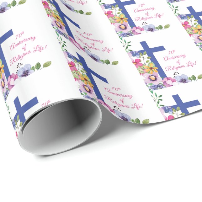 Personalisieren, 70. Jubiläum Nun religiöses Leben Geschenkpapier (Rolleneckpunkt)